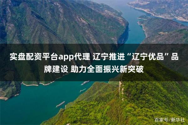 实盘配资平台app代理 辽宁推进“辽宁优品”品牌建设 助力全面振兴新突破