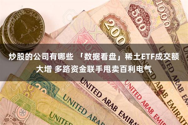 炒股的公司有哪些 「数据看盘」稀土ETF成交额大增 多路资金联手甩卖百利电气