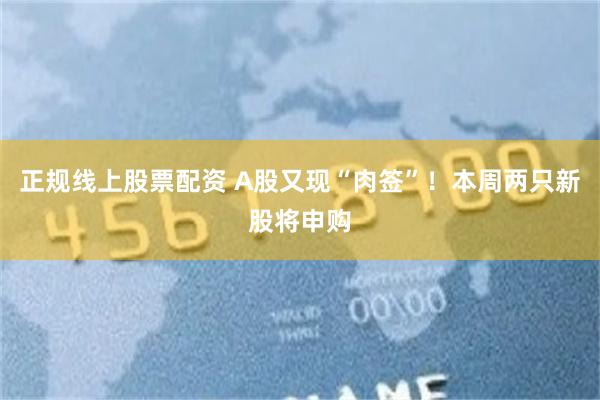 正规线上股票配资 A股又现“肉签”！本周两只新股将申购